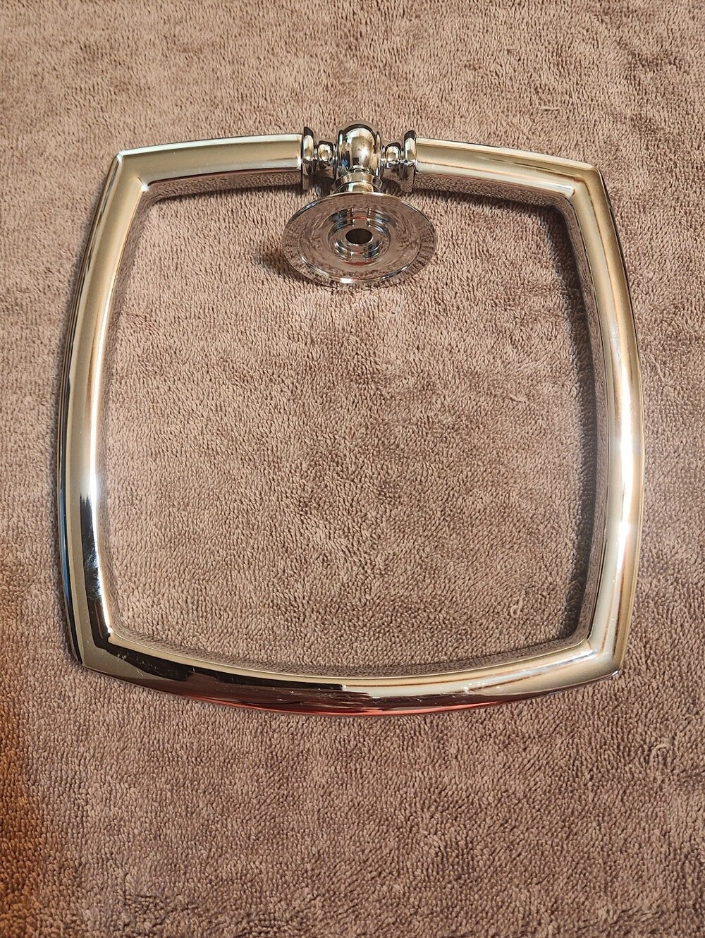 Square Chrome Towel Ring - Polished Silver Finish